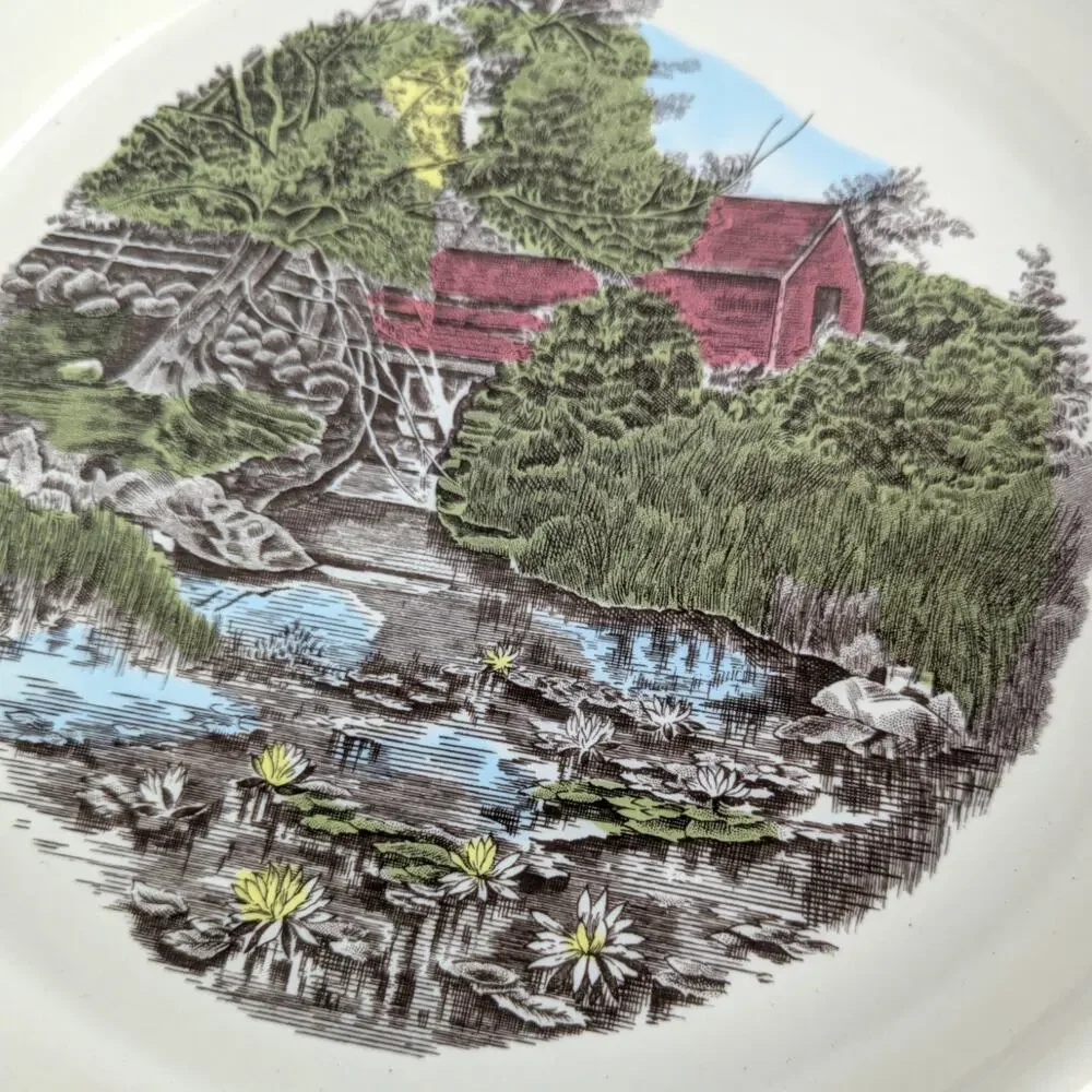 Vintage Johnson Brothers Friendly Village Covered Bridge Pie Plate